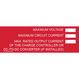 MAXIMUM VOLTAGE CURRENT CHART