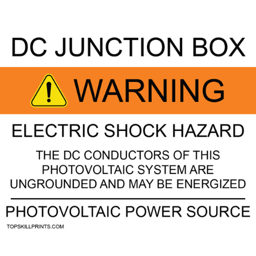 DC JUNCTION BOX ELECTRIC SHOCK HAZARD WARNING