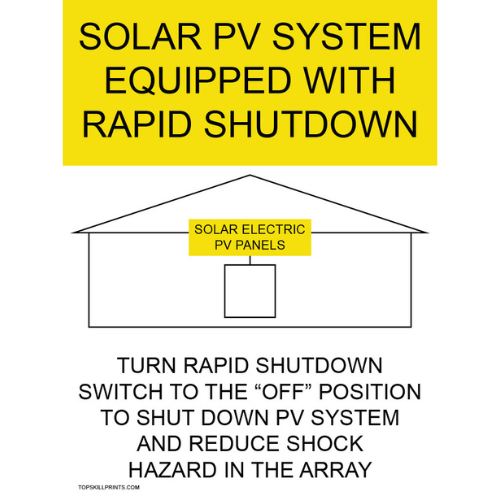 SOLAR PV SYSTEM EQUIPPED WITH RAPID SHUTDOWN YELLOW