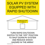 SOLAR PV SYSTEM EQUIPPED WITH RAPID SHUTDOWN YELLOW