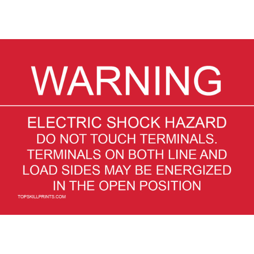 WARNING: Electric Shock Hazard Do Not Touch Terminals