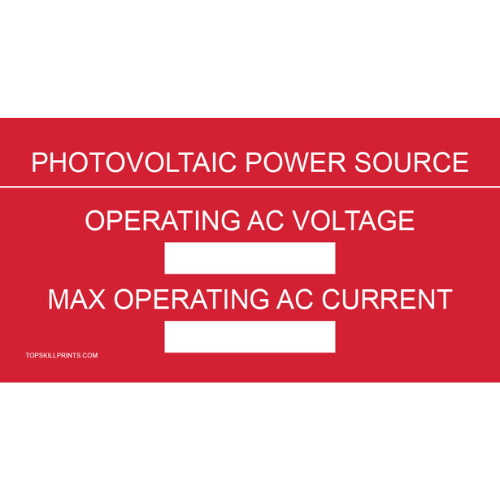 PHOTOVOLTAIC POWER SOURCE VOLTAGE CURRENT LABEL