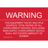 WARNING: THIS EQUIPMENT FED BY MULTIPLE SOURCES