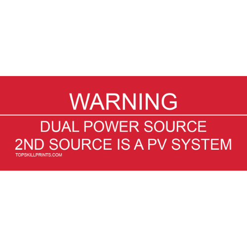 WARNING: DUAL POWER SOURCE 2ND SOURCE IS A PV SYSTEM