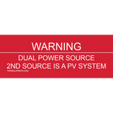 WARNING: DUAL POWER SOURCE 2ND SOURCE IS A PV SYSTEM