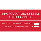 PHOTOVOLTATIC SYSTEM AC DISCONNECT CHART